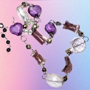 Purple Heart Bead Chain Necklace - Vintage